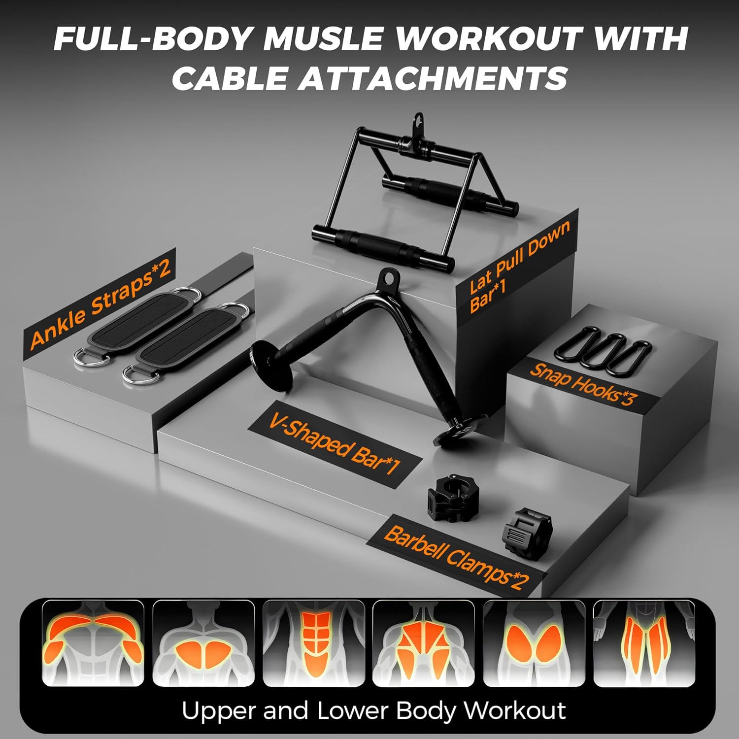 2200lbs Squat Rack with LAT-Pull Down System & Cable Crossover Machine