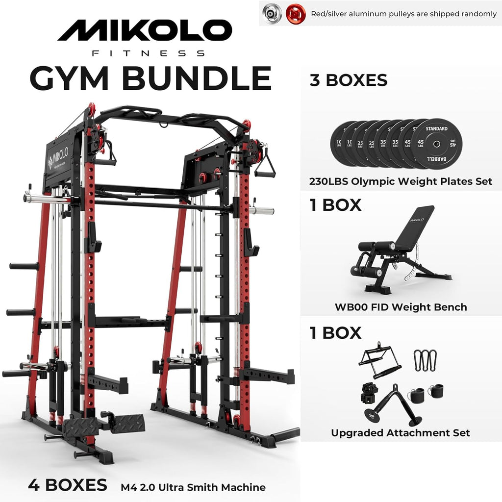 2200lbs Squat Rack with LAT-Pull Down System & Cable Crossover Machine