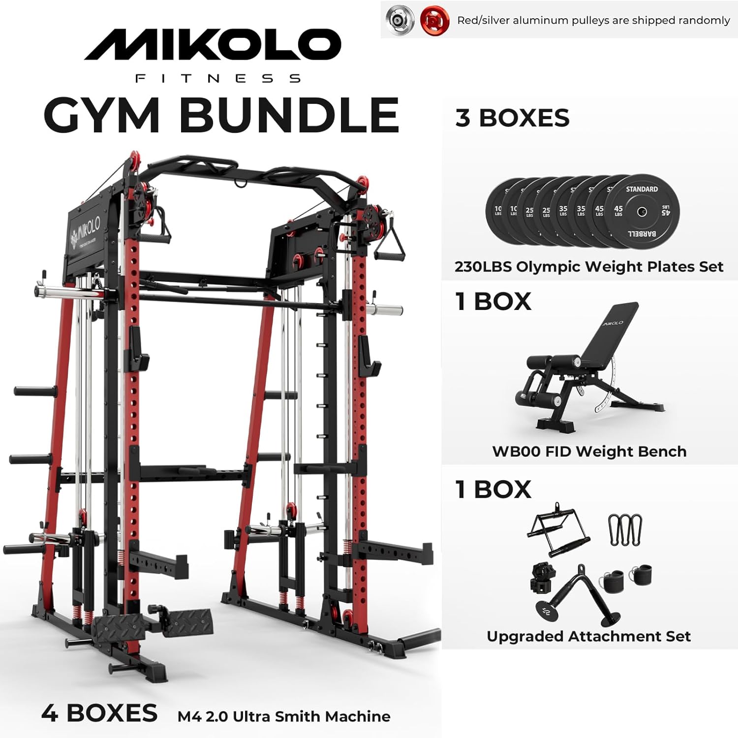 2200lbs Squat Rack with LAT-Pull Down System & Cable Crossover Machine