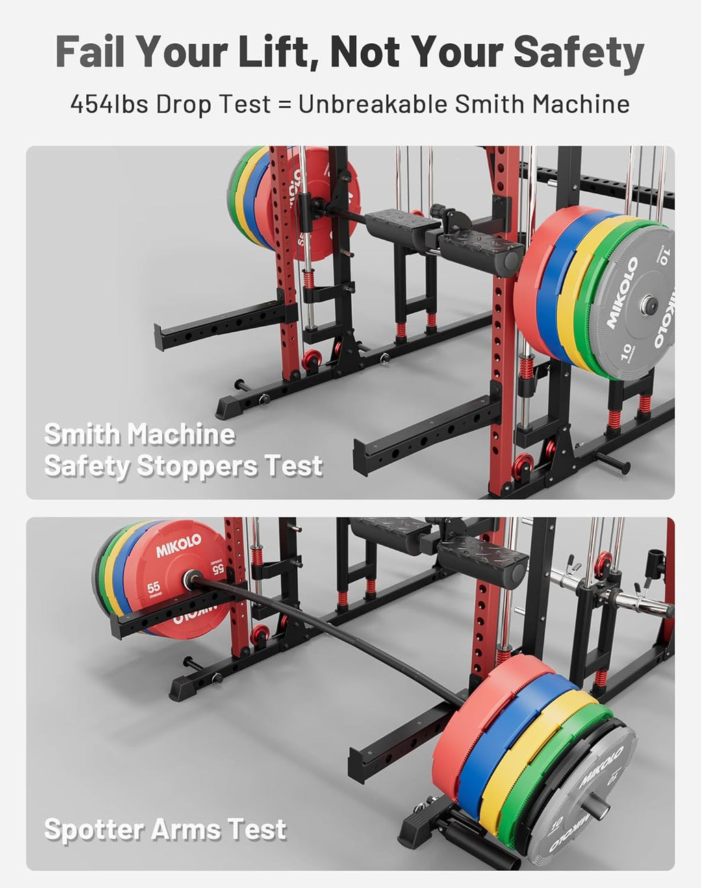 2200lbs Squat Rack with LAT-Pull Down System & Cable Crossover Machine