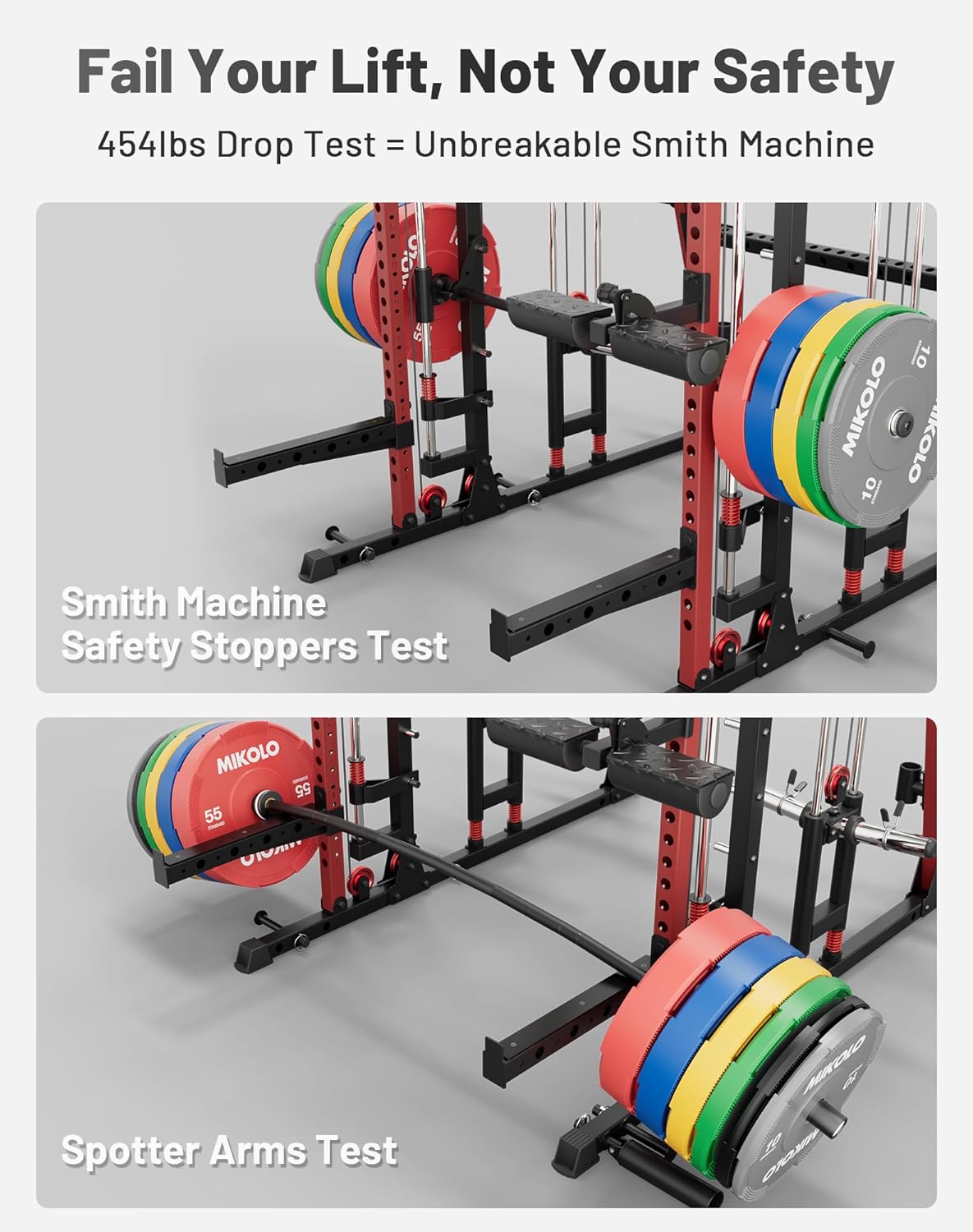 2200lbs Squat Rack with LAT-Pull Down System & Cable Crossover Machine