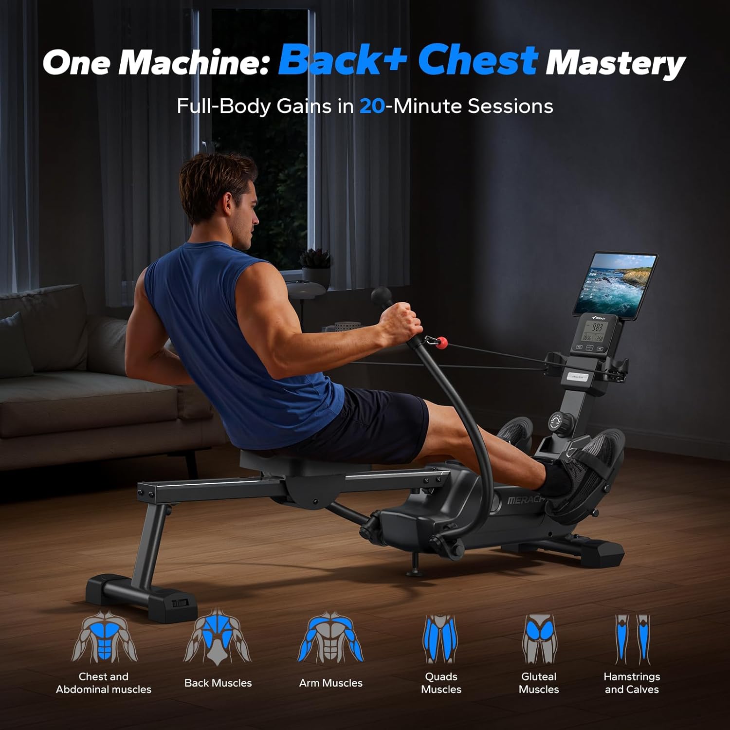 Magnetic Rowing Machine with 16-Level