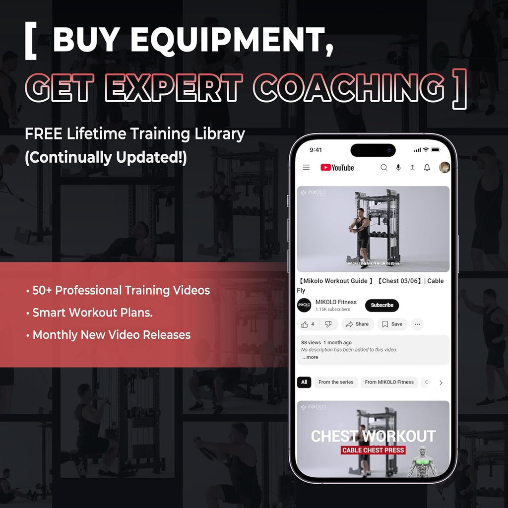 2200lbs Squat Rack with LAT-Pull Down System & Cable Crossover Machine