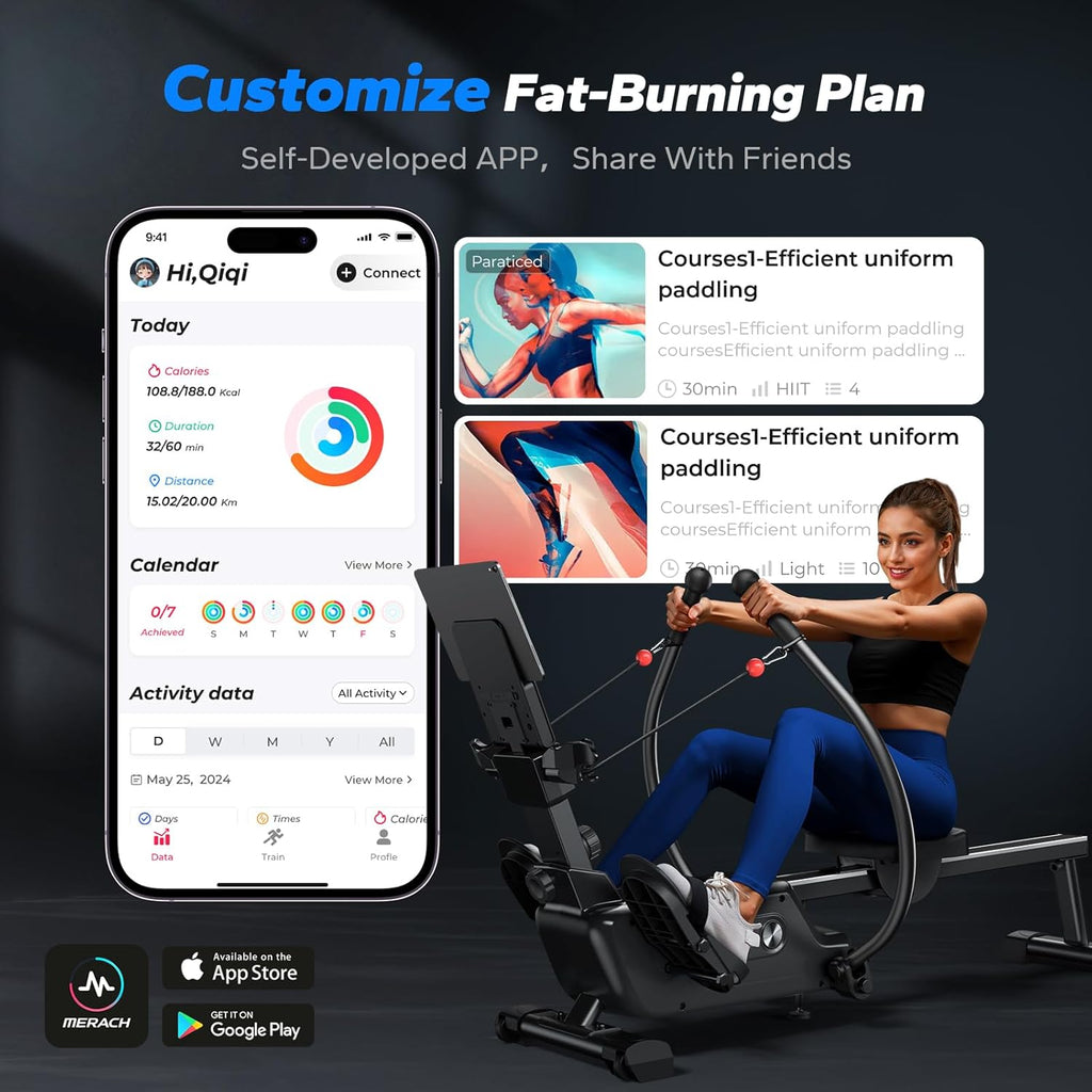 Magnetic Rowing Machine with 16-Level