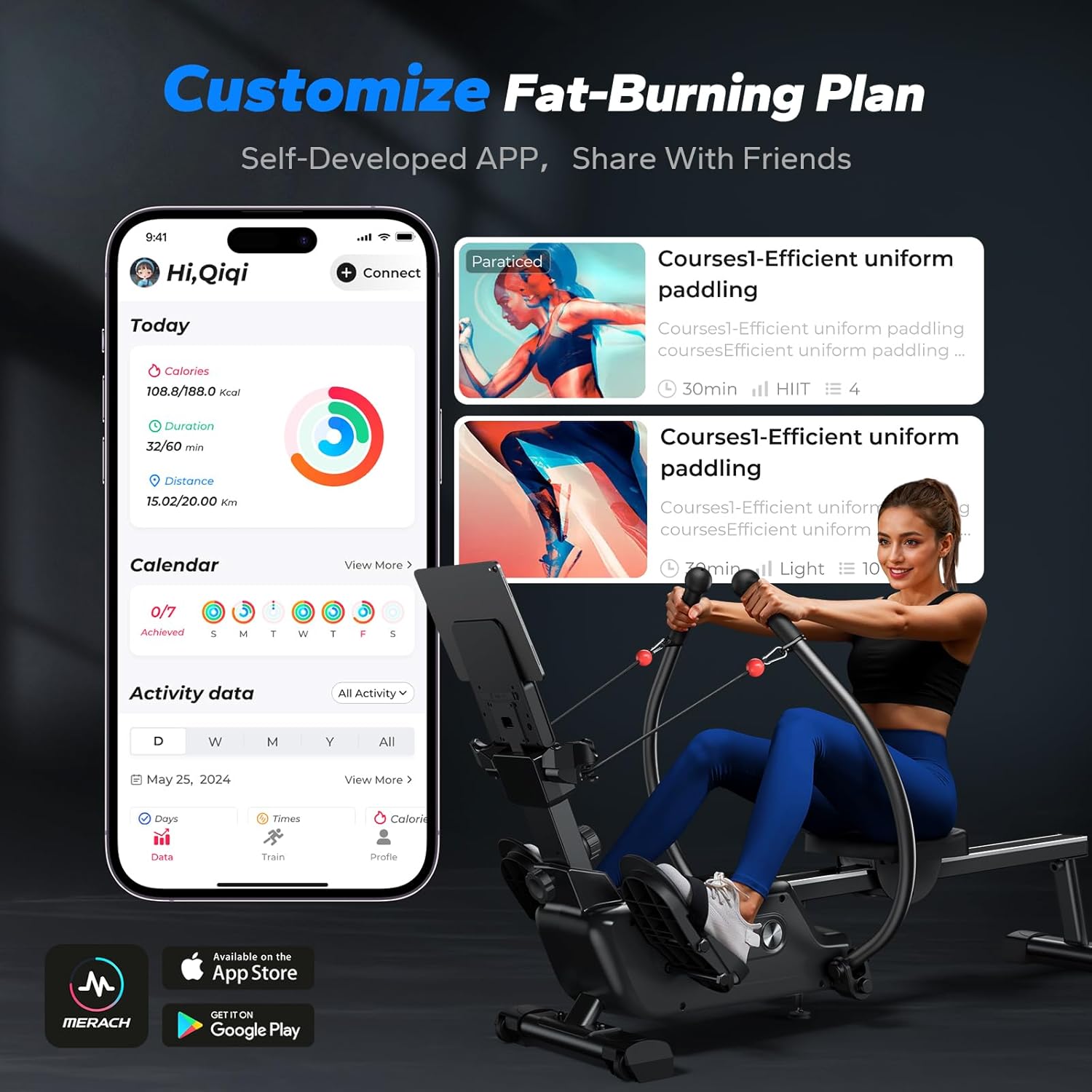 Magnetic Rowing Machine with 16-Level